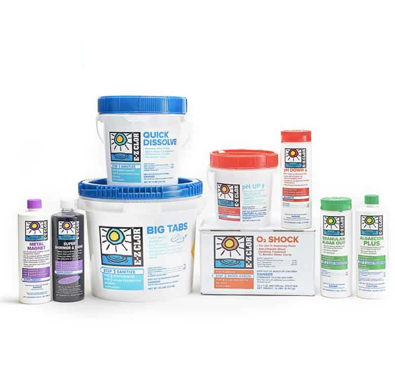 A variety of products from the E-Z Clor line